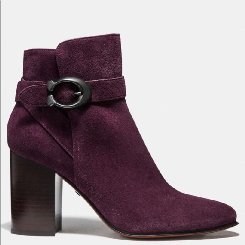 NEW Coach Delaney Signature Buckle Heel Bootie